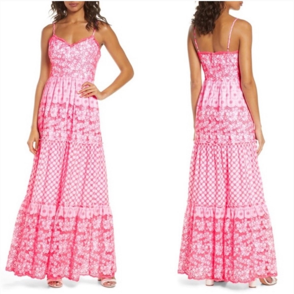 Lilly Pulitzer Kyla Embroidered Maxi Dress Sz. 0 EEUC